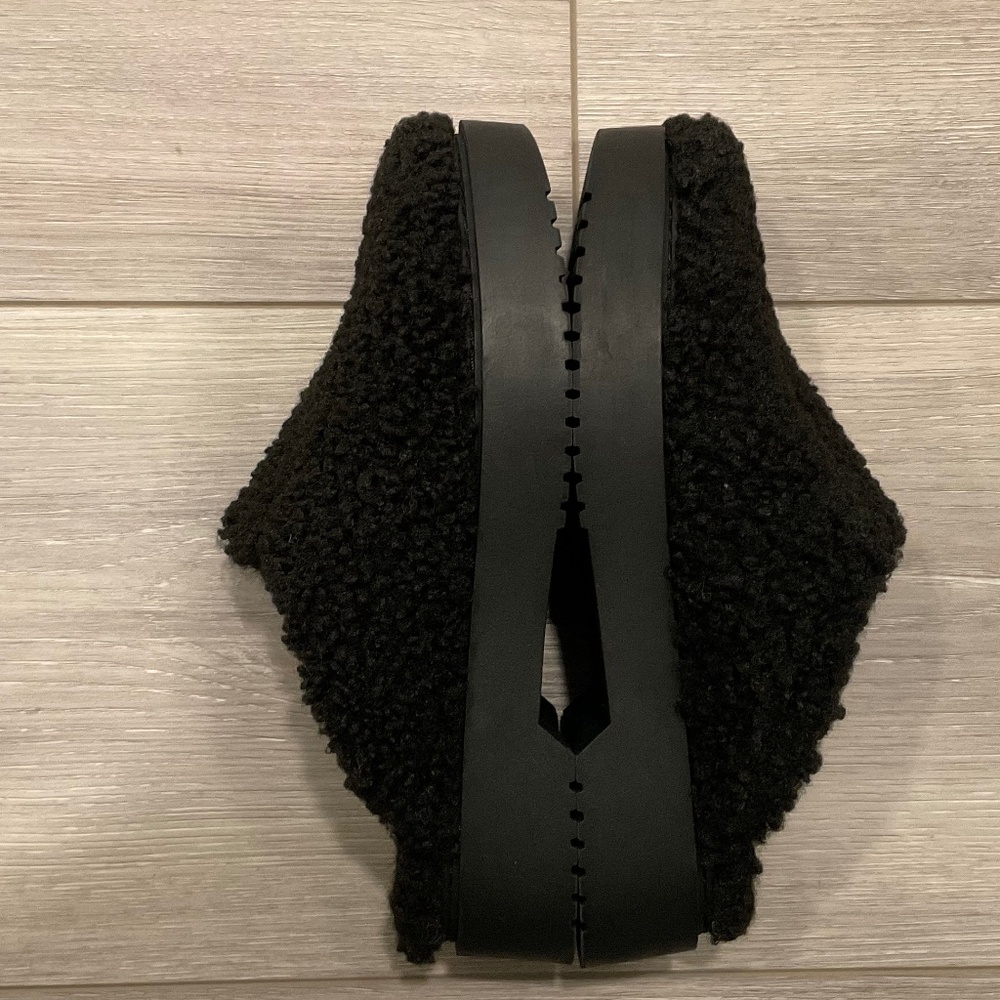 FRANCO SARTO Waleria Black Fleece Platform Mule Clog Size 7.5 LIKE NEW - Picture 5 of 8